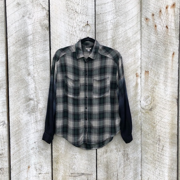 Ecote Tops - Ecote | plaid dip dye long sleeve button down top